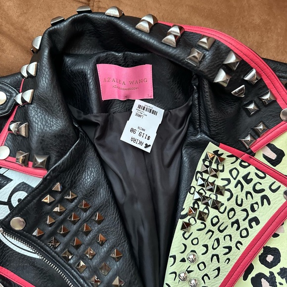 AKIRA Multicolor Studded Leather Jacket - Picture 4 of 4